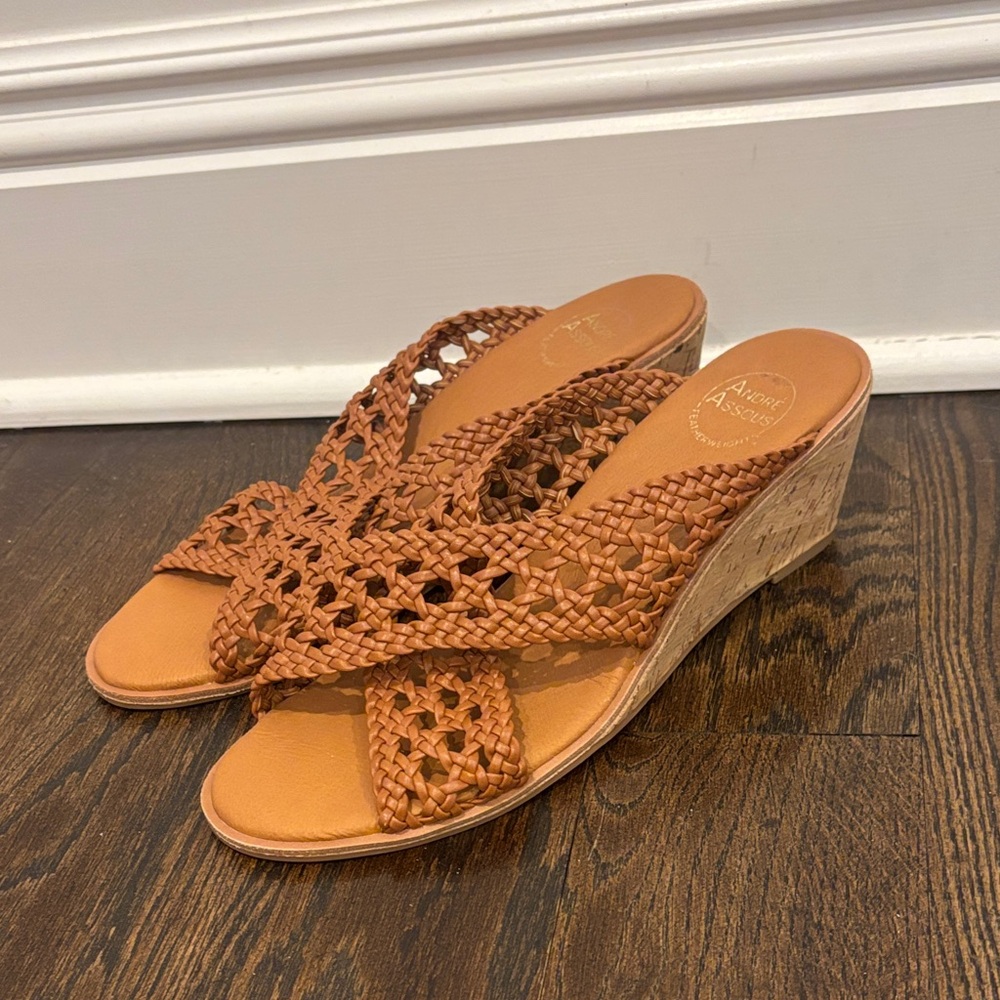 Andre Assous Women's Platform Brown Braided Sandals Size 10